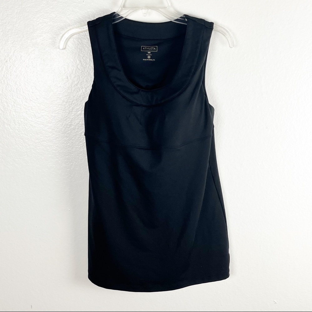 ATHLETA Classic Black Inner Strength Built In Bra Tank Top 36B Gym Workout Yoga